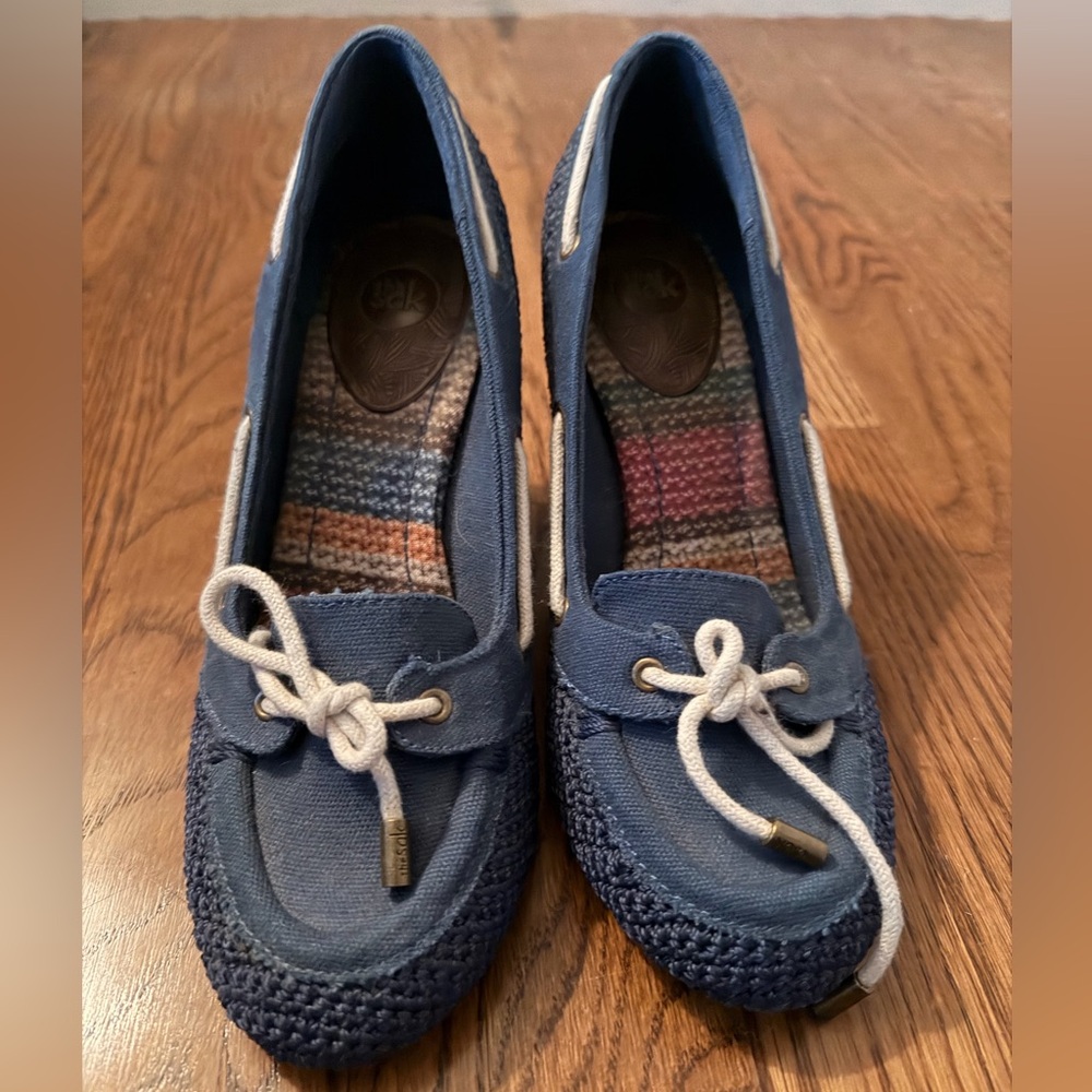 Blue Boat Shoe Wedges